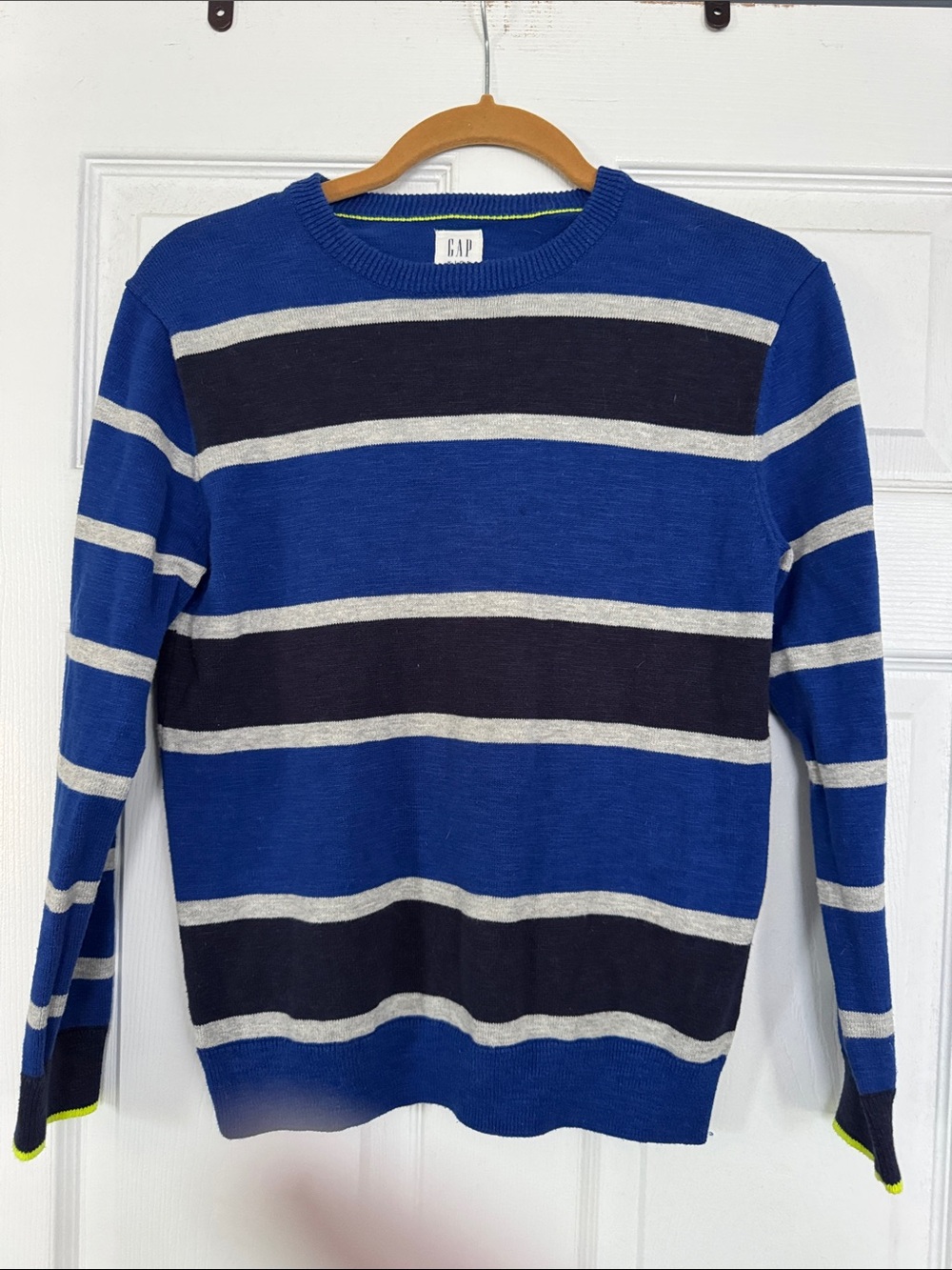 GAP boys xl 12 Royal Blue Striped Crewneck Sweater